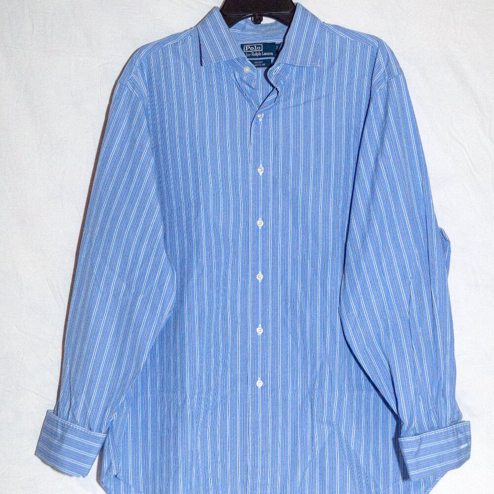 Polo Ralph Lauren Men’s XL Blue Pinstripe French Cuff Dress Shirt